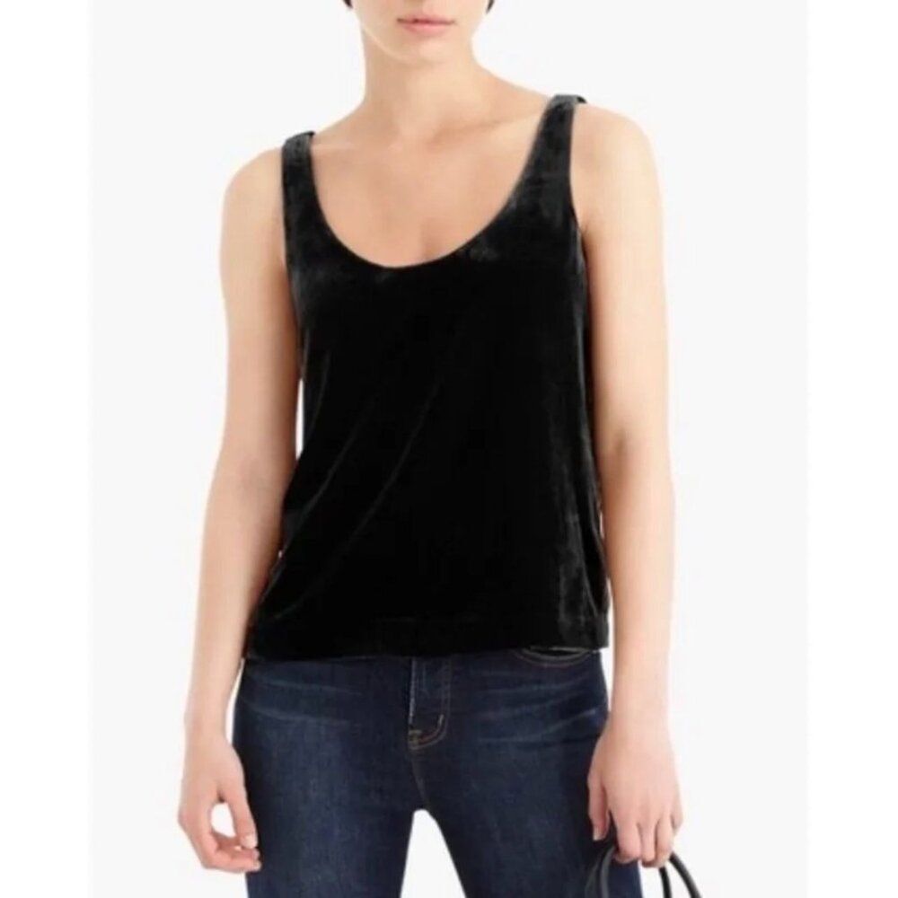 J. Crew Velvet Scoop Neck Tank with Button Back Detail